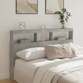 Bettkopfteil in Betongrau mit LED-Licht, 160 x 17 x 102 cm von vidaXL, Kopf- und Fußteile - Ref: Foro24-839206, Preis: 91,15 ...