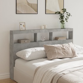 Cabecero de cama con luz LED gris hormigón 160x17x102 cm de vidaXL, Cabeceros y pies de cama - Ref: Foro24-839206, Precio: 92...