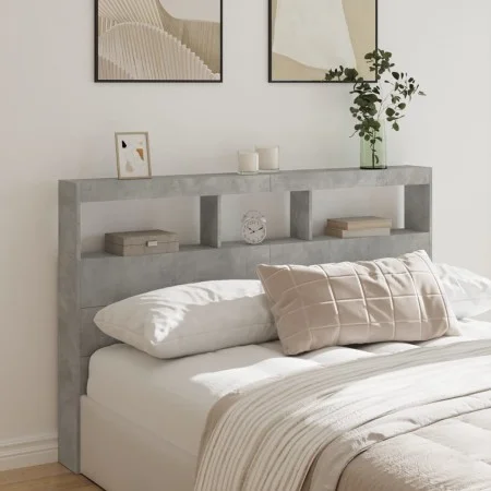 Bettkopfteil in Betongrau mit LED-Licht, 160 x 17 x 102 cm von vidaXL, Kopf- und Fußteile - Ref: Foro24-839206, Preis: 91,15 ...