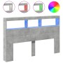 Cabecero de cama con luz LED gris hormigón 160x17x102 cm de vidaXL, Cabeceros y pies de cama - Ref: Foro24-839206, Precio: 92...