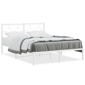 Metallbettgestell mit weißem Kopfteil 140x190 cm von vidaXL, Betten und Lattenroste - Ref: Foro24-376275, Preis: 97,96 €, Rab...
