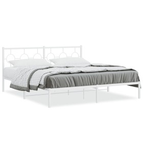 Estructura de cama de metal con cabecero blanco 183x213 cm de vidaXL, Camas y somieres - Ref: Foro24-376280, Precio: 110,88 €...