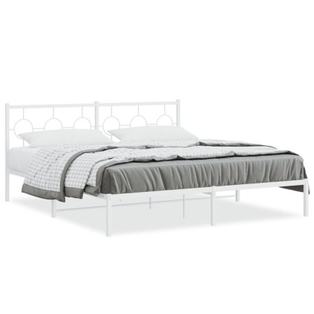 Estructura de cama de metal con cabecero blanco 183x213 cm de vidaXL, Camas y somieres - Ref: Foro24-376280, Precio: 110,88 €...