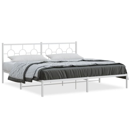 Estructura de cama con cabecero metal blanca 200x200 cm de vidaXL, Camas y somieres - Ref: Foro24-376282, Precio: 114,78 €, D...