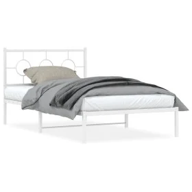 Estructura cama metal con cabecero y pie cama blanca 107x203 cm de vidaXL, Camas y somieres - Ref: Foro24-376289, Precio: 80,...