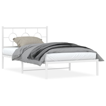 Estructura cama metal con cabecero y pie cama blanca 107x203 cm de vidaXL, Camas y somieres - Ref: Foro24-376289, Precio: 81,...