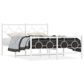 Estructura cama metal con cabecero y estribo blanco 140x200 cm de vidaXL, Camas y somieres - Ref: Foro24-376294, Precio: 113,...