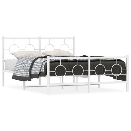 Estructura cama metal con cabecero y estribo blanco 140x200 cm de vidaXL, Camas y somieres - Ref: Foro24-376294, Precio: 113,...