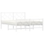 Estructura cama metal con cabecero y estribo blanco 140x200 cm de vidaXL, Camas y somieres - Ref: Foro24-376294, Precio: 113,...