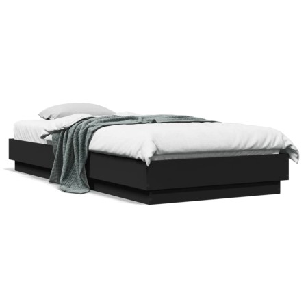 Estructura de cama madera de ingeniería negra 100x200 cm de vidaXL, Camas y somieres - Ref: Foro24-839596, Precio: 90,45 €, D...