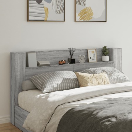 Cabecero de cama con LED gris Sonoma 200x16,5x103,5 cm de vidaXL, Cabeceros y pies de cama - Ref: Foro24-839271, Precio: 113,...
