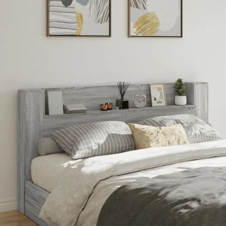 Cabecero de cama con LED gris Sonoma 200x16,5x103,5 cm de vidaXL, Cabeceros y pies de cama - Ref: Foro24-839271, Precio: 112,...