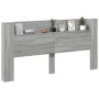 Cabecero de cama con LED gris Sonoma 200x16,5x103,5 cm de vidaXL, Cabeceros y pies de cama - Ref: Foro24-839271, Precio: 113,...