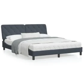 Dark gray velvet bed frame with headboard 160x200 cm by vidaXL, Beds and slatted bases - Ref: Foro24-3207930, Price: 250,24 €...
