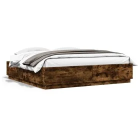 Smoked oak engineered wood bed frame 200x200cm by vidaXL, Beds and slatted bases - Ref: Foro24-3209678, Price: 167,95 €, Disc...