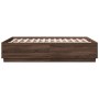 Estructura de cama madera de ingeniería marrón roble 140x190 cm de vidaXL, Camas y somieres - Ref: Foro24-3209736, Precio: 15...