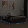 Estructura cama con luces LED madera roble marrón 135x190 cm de vidaXL, Camas y somieres - Ref: Foro24-3209652, Precio: 169,7...