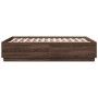 Estructura cama con luces LED madera roble marrón 135x190 cm de vidaXL, Camas y somieres - Ref: Foro24-3209652, Precio: 169,7...
