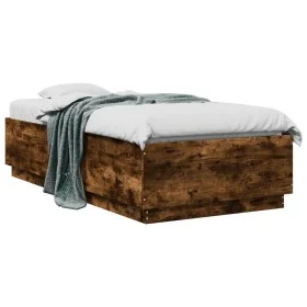 Estructura cama con luces LED madera roble ahumado 75x190 cm de vidaXL, Camas y somieres - Ref: Foro24-3209671, Precio: 123,6...