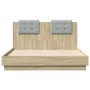 Cama con cabecero madera de ingeniería roble Sonoma 140x190 cm de vidaXL, Camas y somieres - Ref: Foro24-3209949, Precio: 193...
