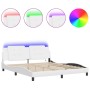 Estructura de cama con luz LED cuero sintético blanco 180x200cm de vidaXL, Camas y somieres - Ref: Foro24-3214125, Precio: 24...