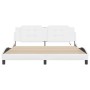 Estructura de cama con luz LED cuero sintético blanco 180x200cm de vidaXL, Camas y somieres - Ref: Foro24-3214125, Precio: 24...