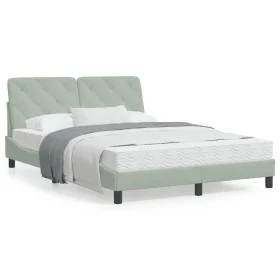 Light gray velvet bed frame with headboard 120x200cm by vidaXL, Beds and slatted bases - Ref: Foro24-3207911, Price: 166,67 €...