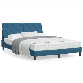 Blue velvet bed frame with LED lights 140x190 cm by vidaXL, Beds and slatted bases - Ref: Foro24-3213853, Price: 215,15 €, Di...