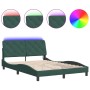 Estructura de cama con luces terciopelo verde oscuro 140x200 cm de vidaXL, Camas y somieres - Ref: Foro24-3213858, Precio: 21...