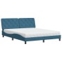 Cama con colchón terciopelo azul 160x200 cm de vidaXL, Camas y somieres - Ref: Foro24-3208668, Precio: 456,05 €, Descuento: %