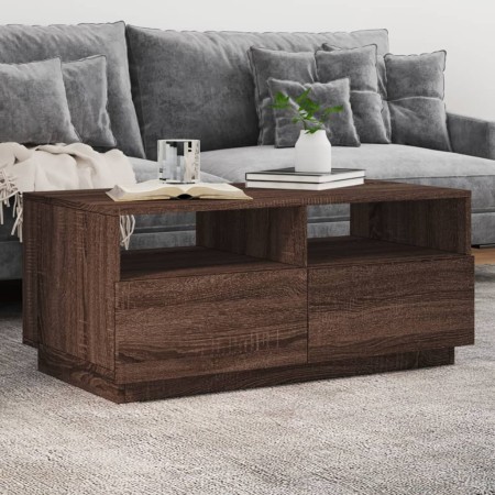 Mesa de centro con luces LED marrón roble 90x49x40 cm de vidaXL, Mesas de centro - Ref: Foro24-839839, Precio: 101,16 €, Desc...