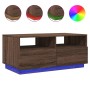 Mesa de centro con luces LED marrón roble 90x49x40 cm de vidaXL, Mesas de centro - Ref: Foro24-839839, Precio: 101,16 €, Desc...