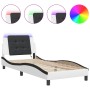 Estructura cama con LED cuero sintético blanco negro 90x200 cm de vidaXL, Camas y somieres - Ref: Foro24-3214088, Precio: 144...