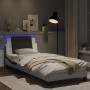 Estructura cama con LED cuero sintético blanco negro 90x200 cm de vidaXL, Camas y somieres - Ref: Foro24-3214088, Precio: 144...