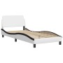 Estructura cama con LED cuero sintético blanco negro 90x200 cm de vidaXL, Camas y somieres - Ref: Foro24-3214088, Precio: 144...