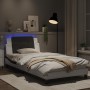 Estructura cama con LED cuero sintético blanco negro 100x200 cm de vidaXL, Camas y somieres - Ref: Foro24-3214095, Precio: 14...