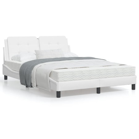 Estructura cama con luces LED cuero sintético blanco 140x190 cm de vidaXL, Camas y somieres - Ref: Foro24-3214104, Precio: 22...