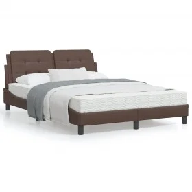 Brown synthetic leather headboard bed frame 140x200 cm by vidaXL, Beds and slatted bases - Ref: Foro24-3208186, Price: 209,09...