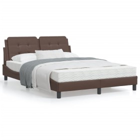 Estructura de cama cabecero cuero sintético marrón 140x200 cm de vidaXL, Camas y somieres - Ref: Foro24-3208186, Precio: 216,...