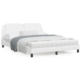 Estructura de cama cabecero cuero sintético blanco 160x200 cm de vidaXL, Camas y somieres - Ref: Foro24-3208192, Precio: 192,...