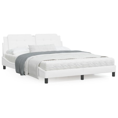 Estructura de cama cabecero cuero sintético blanco 160x200 cm de vidaXL, Camas y somieres - Ref: Foro24-3208192, Precio: 192,...
