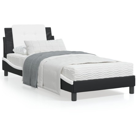 Cama con colchón cuero sintético negro y blanco 80x200 cm de vidaXL, Camas y somieres - Ref: Foro24-3208829, Precio: 253,72 €...