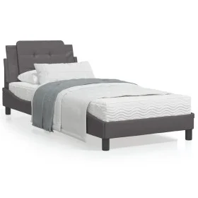Bed with gray synthetic leather mattress 90x190 cm by vidaXL, Beds and slatted bases - Ref: Foro24-3208834, Price: 262,52 €, ...