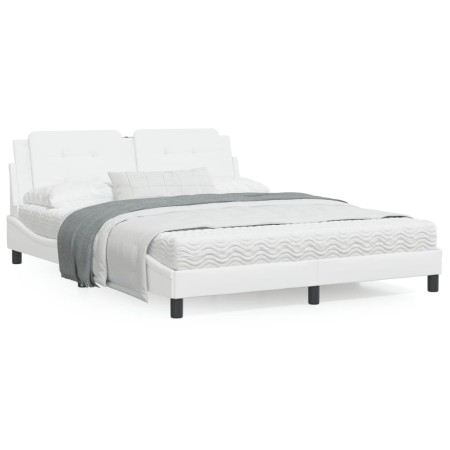 Cama con colchón cuero sintético blanco 160x200 cm de vidaXL, Camas y somieres - Ref: Foro24-3208874, Precio: 391,30 €, Descu...