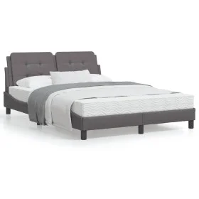Bed with gray synthetic leather mattress 140x200 cm by vidaXL, Beds and slatted bases - Ref: Foro24-3208869, Price: 370,71 €,...