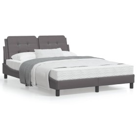 Cama con colchón cuero sintético gris 140x200 cm de vidaXL, Camas y somieres - Ref: Foro24-3208869, Precio: 377,54 €, Descuen...