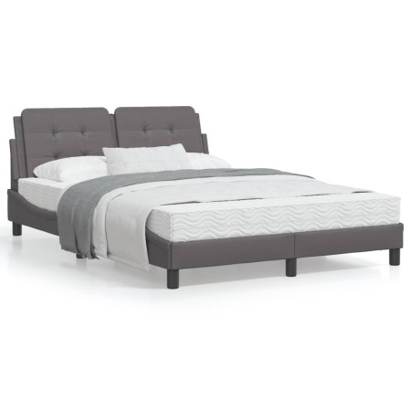 Cama con colchón cuero sintético gris 140x200 cm de vidaXL, Camas y somieres - Ref: Foro24-3208869, Precio: 377,54 €, Descuen...