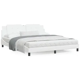 Cama con colchón cuero sintético blanco 180x200 cm de vidaXL, Camas y somieres - Ref: Foro24-3208881, Precio: 434,26 €, Descu...