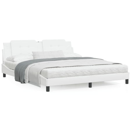 Cama con colchón cuero sintético blanco 180x200 cm de vidaXL, Camas y somieres - Ref: Foro24-3208881, Precio: 441,61 €, Descu...