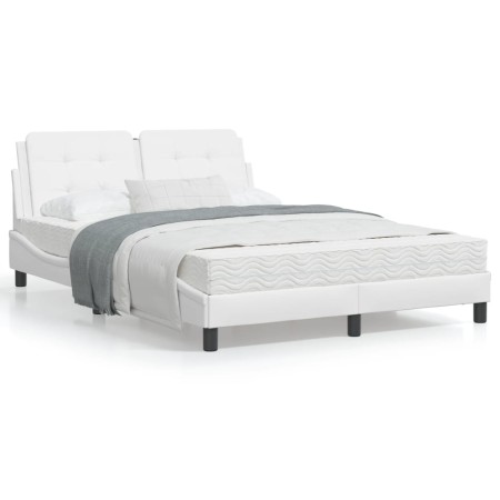 Cama con colchón cuero sintético blanco 140x190 cm de vidaXL, Camas y somieres - Ref: Foro24-3208860, Precio: 403,67 €, Descu...